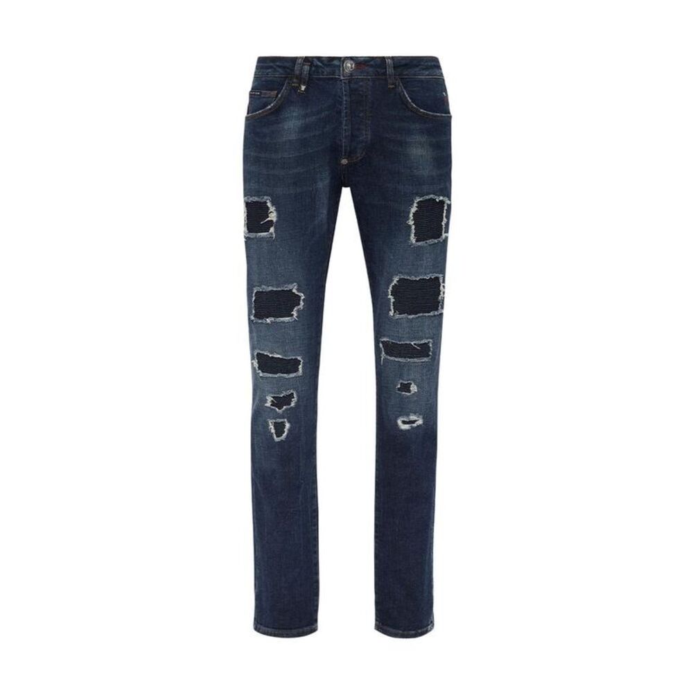 Philipp Plein Ripped Slim Jeans Men blue